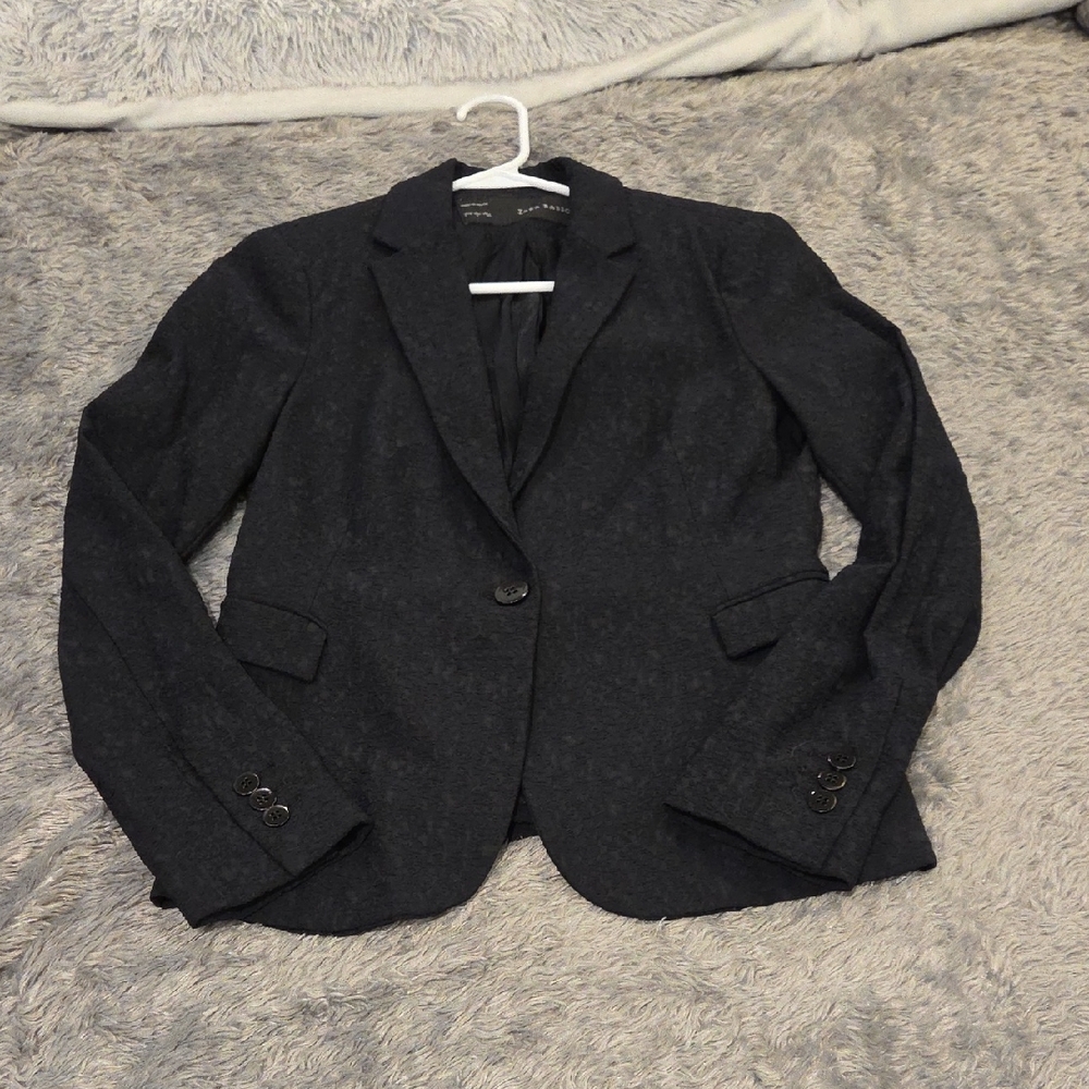Zara Women’s Black Lace Tailored Blazer Jacket Size L!